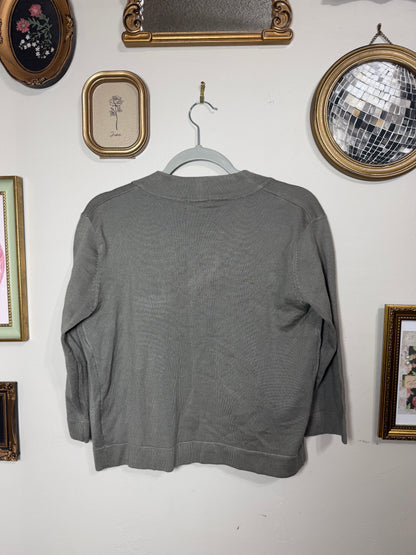 Large NWT Grey 3/4 Sleeve Cardigan