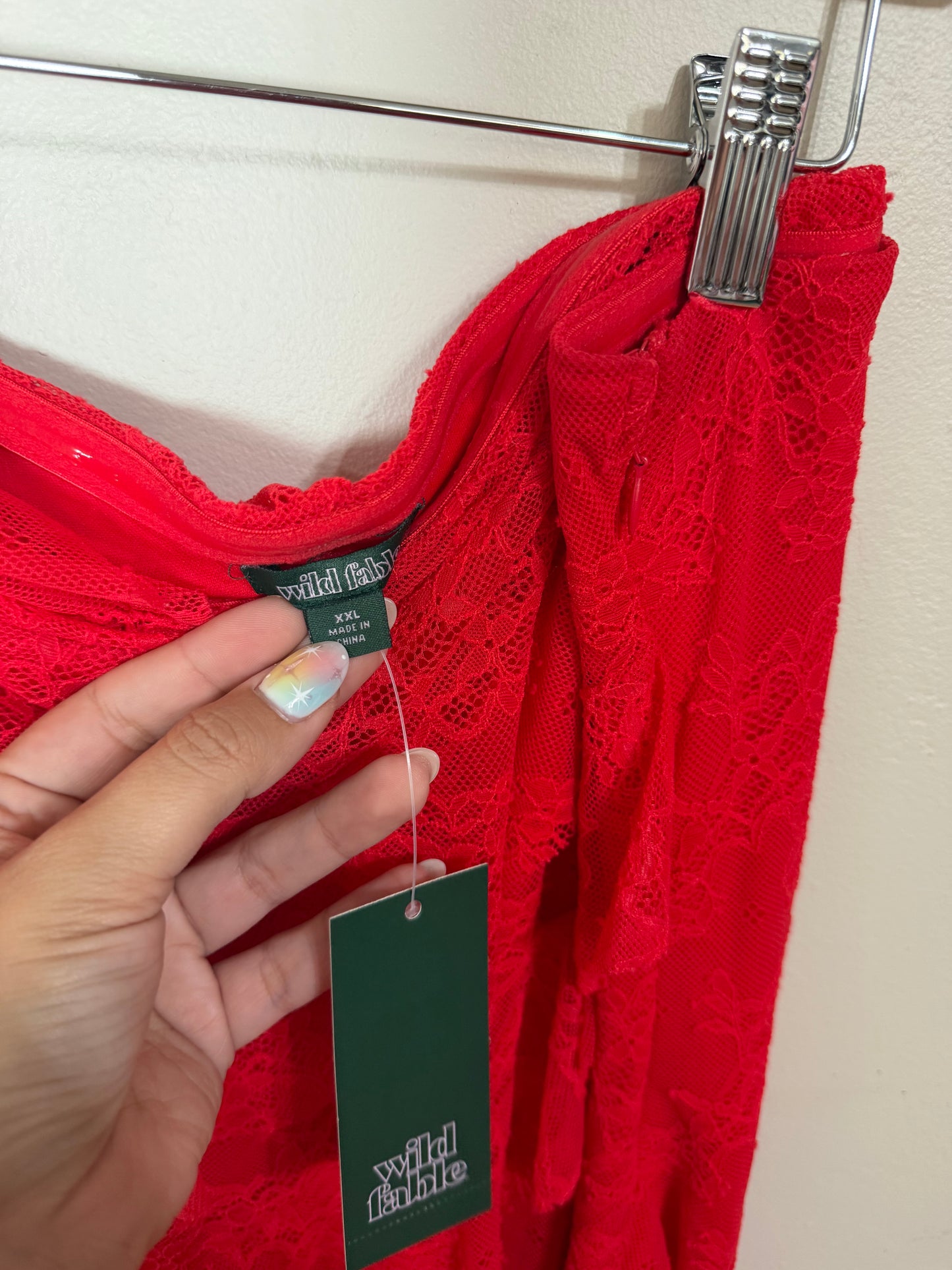 XXL NWT Red Lace Maxi Strapless Dress