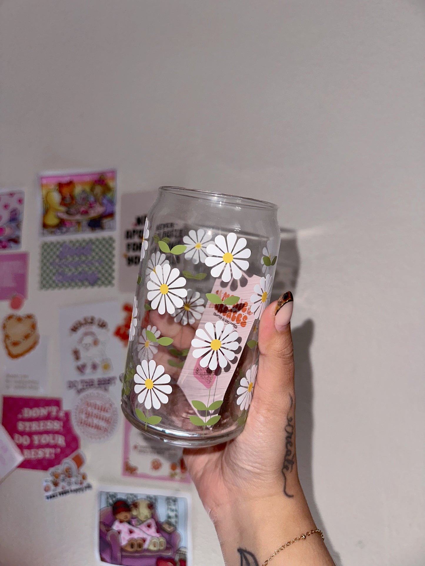 Daisies 16oz Glass Cup