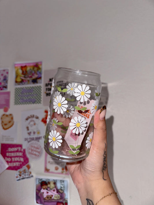 Daisies 16oz Glass Cup