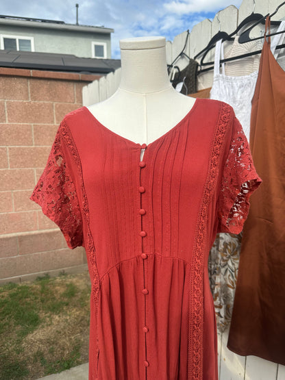 L/XL Rust Lace Detail Dress