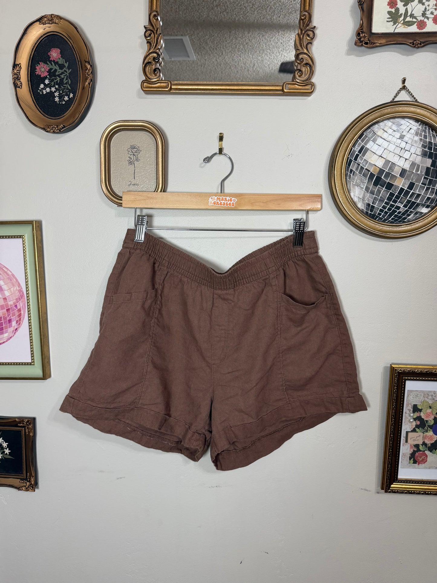 Medium Brown Linen Shorts