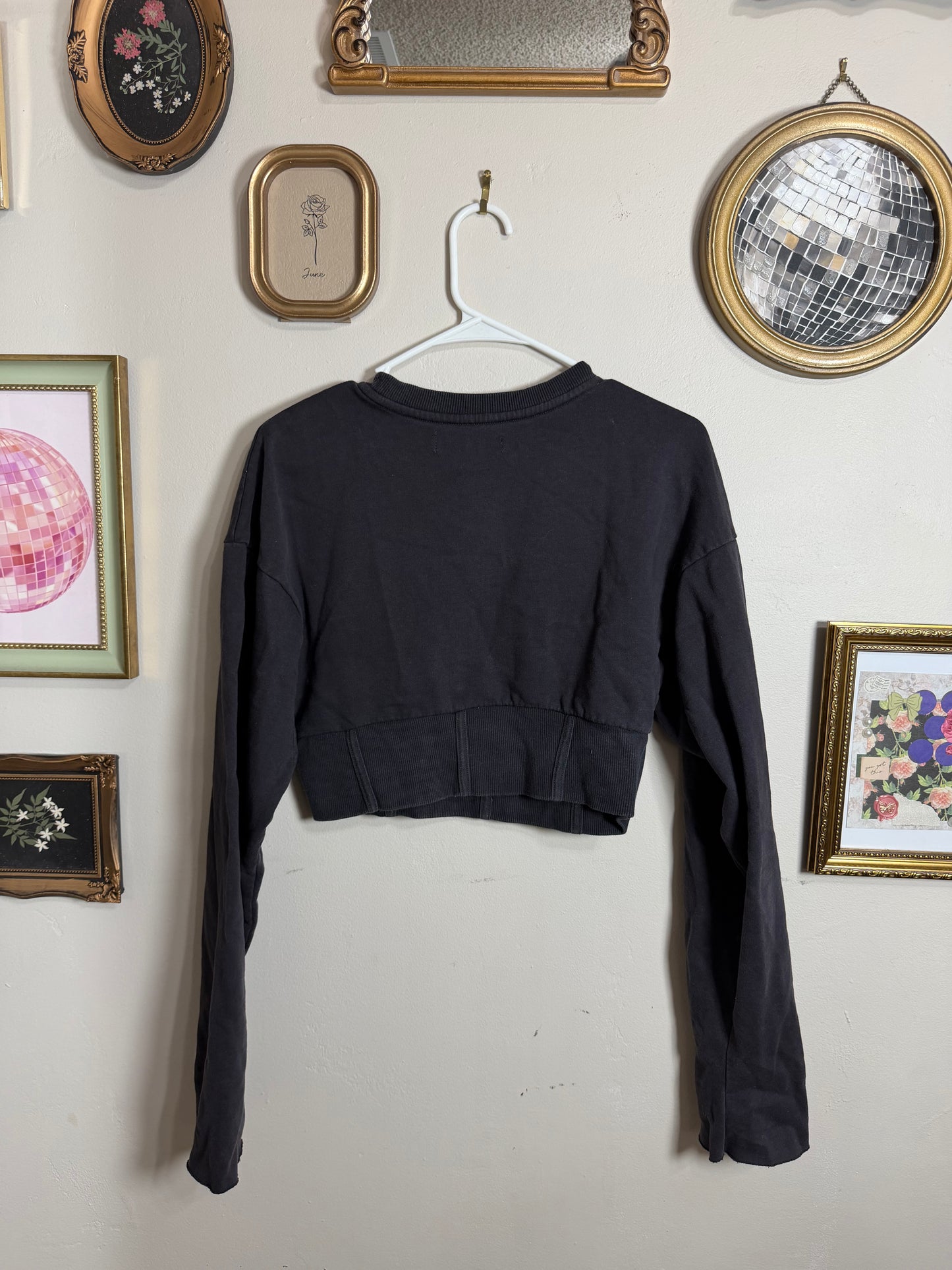 Medium Black Cropped Corset Sweater