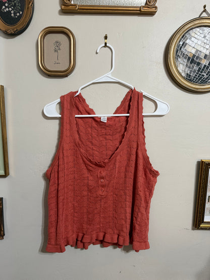 Large Terracotta Coral Blouse Tank