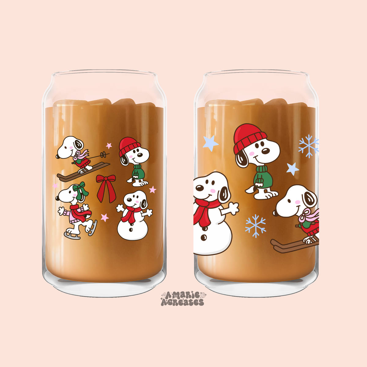Snoopy Winter Glass Cup