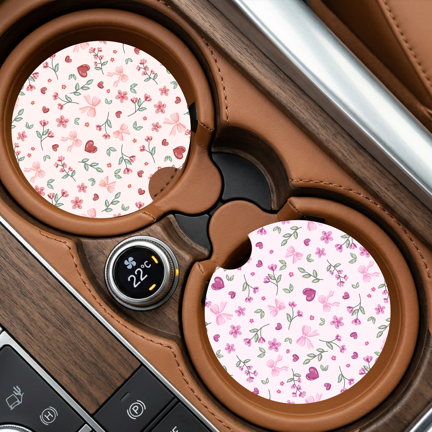 Floral Hearts Car Coaster