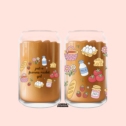 Just A Farmers Market Girl Glass Cup
