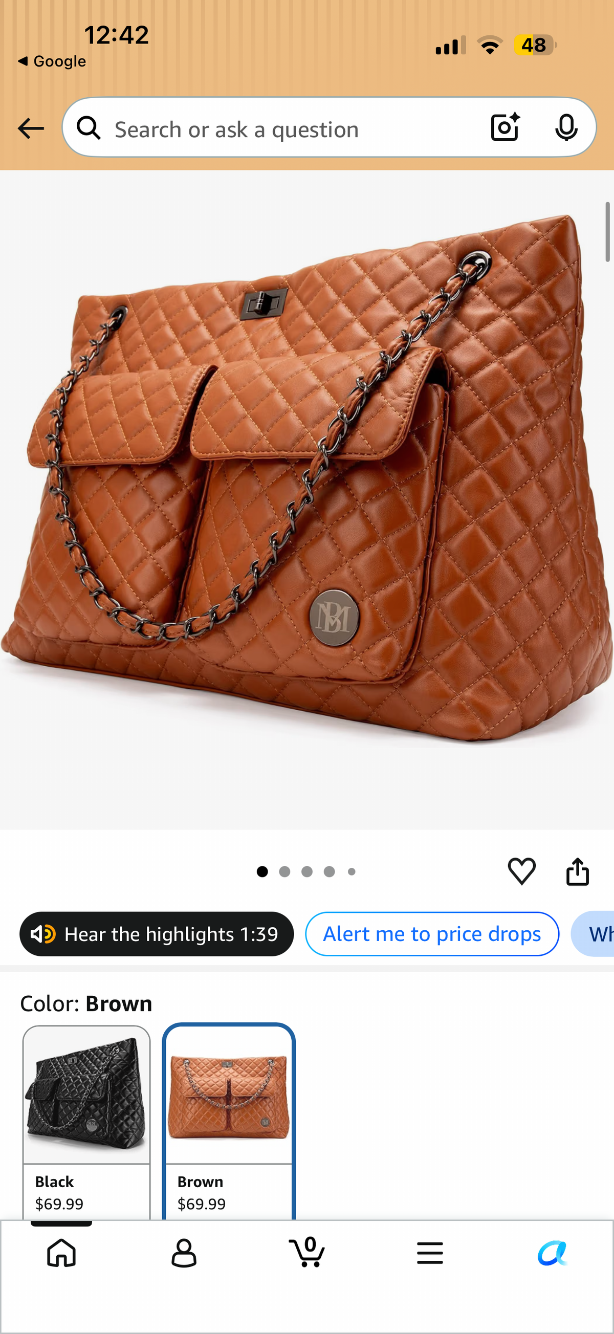 NWT Nut Brown Pleated Medium Purse