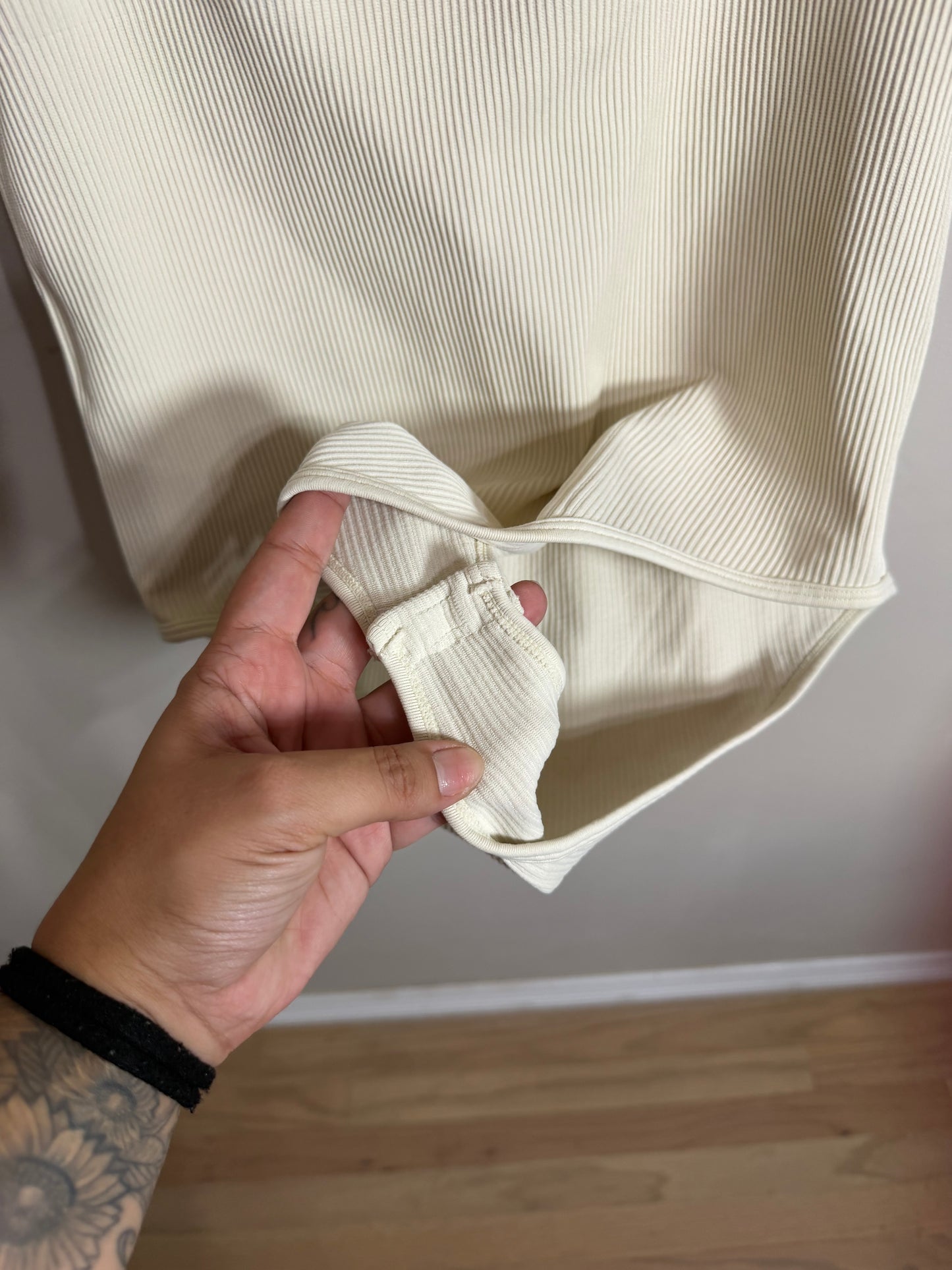 XXL Cream Ribbed Bodysuit