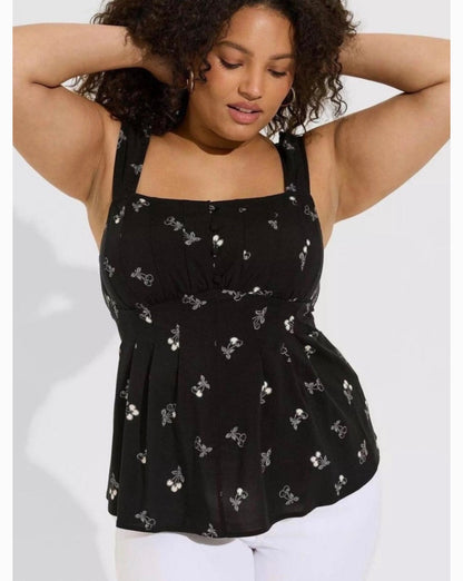 4x Cherry Peplum Challis Corset Tank Top
