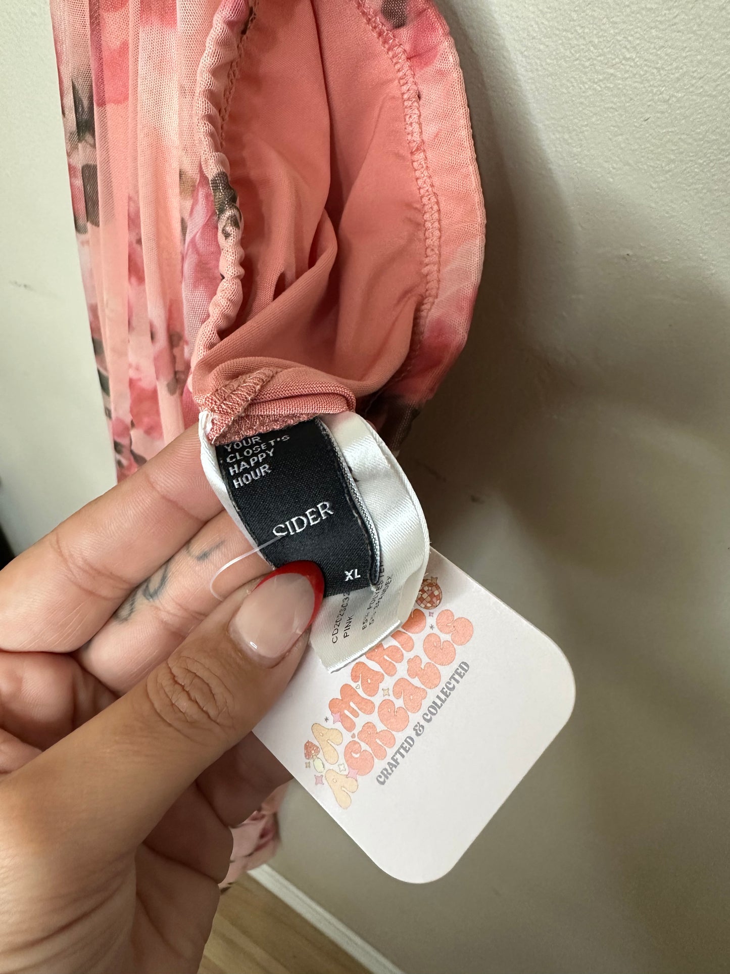 XL Pink Floral Maxi Skirt