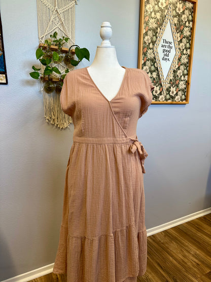 Large Tan Wrap Dress