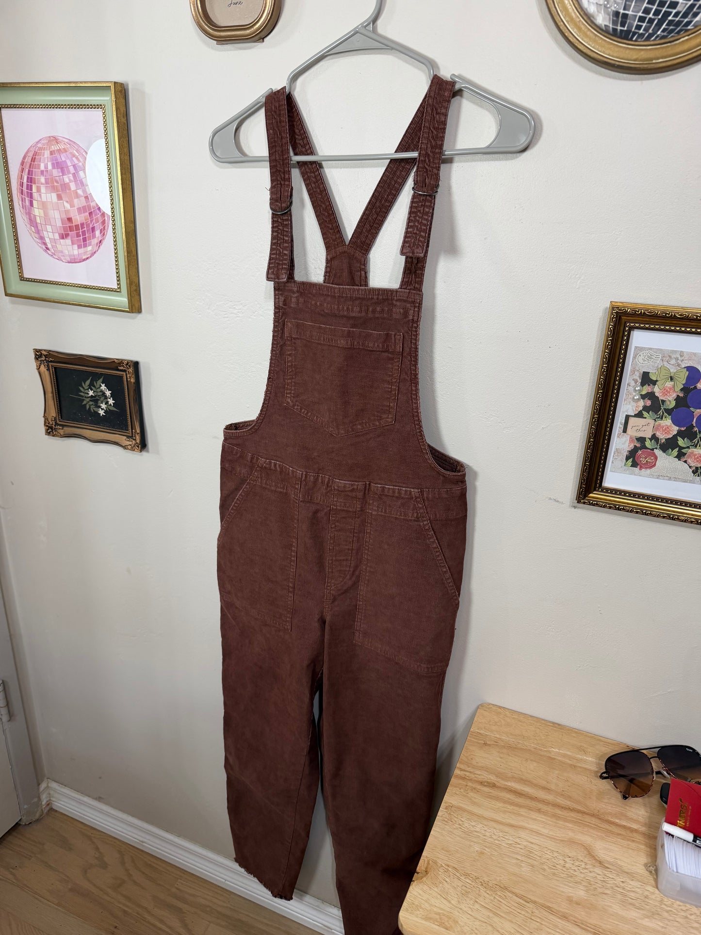 XS Brown Corduroy Overalls