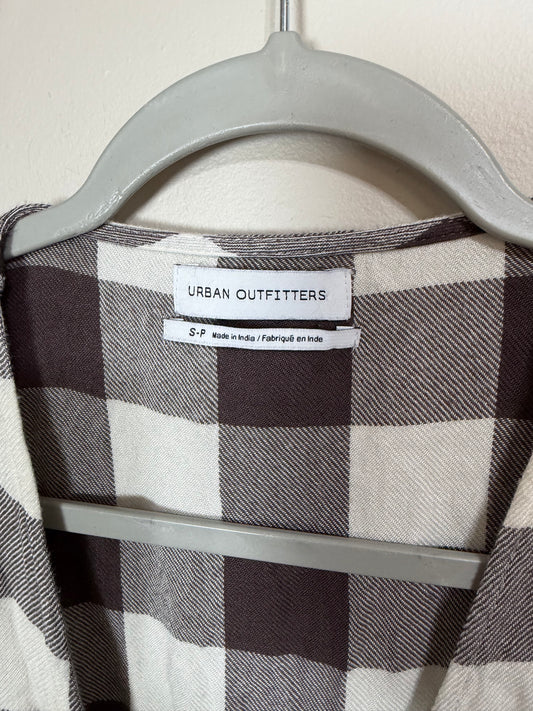 Small Brown Checkered Wrap Dress
