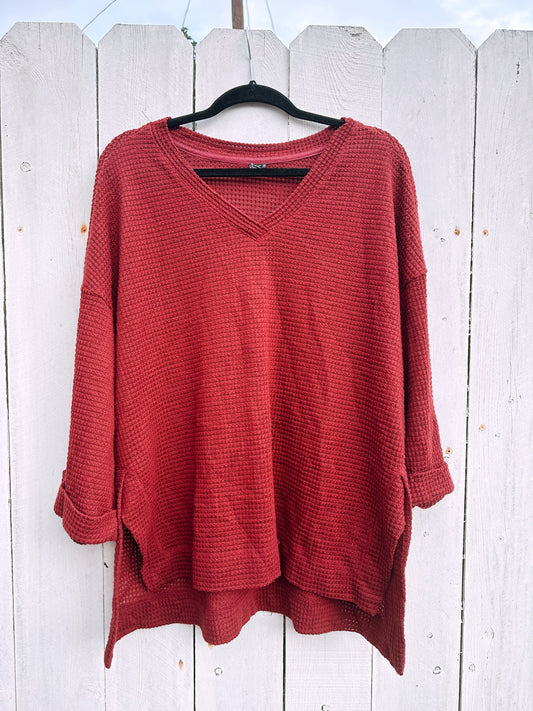 L/XL Burgundy Vneck Knit Top