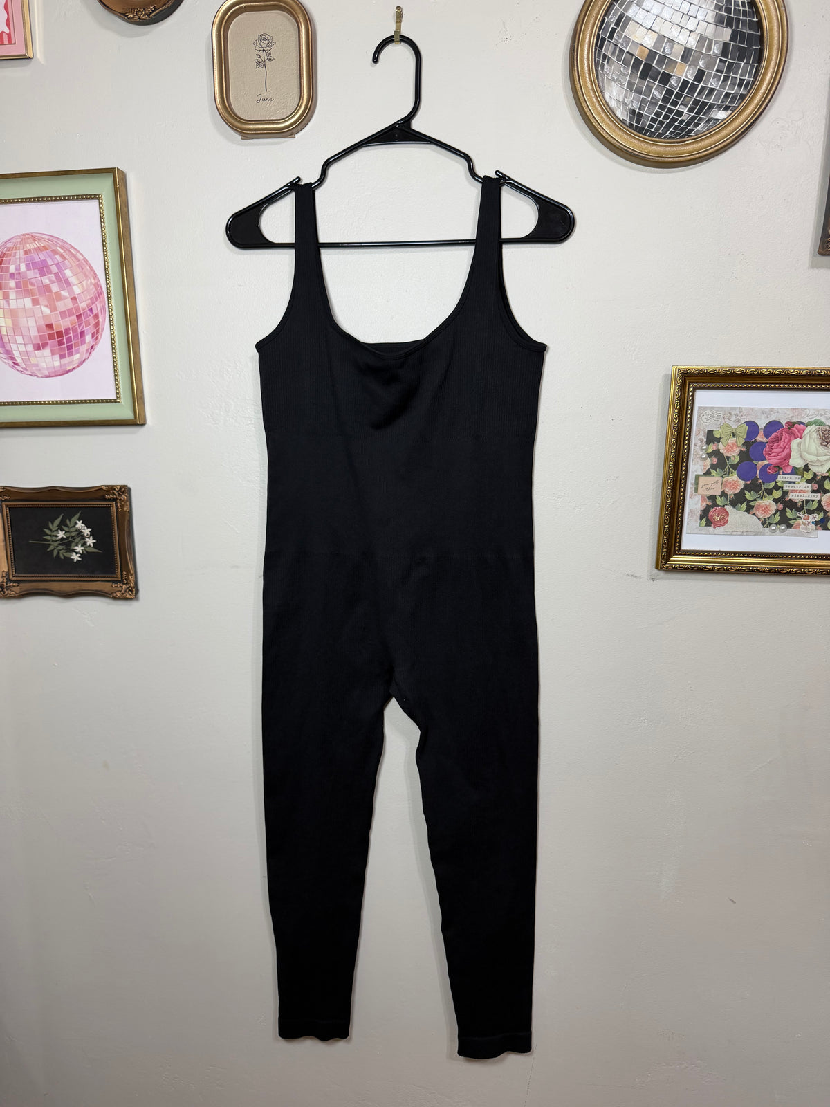 XL Black Ribbed Jumpsuit / Shapewear