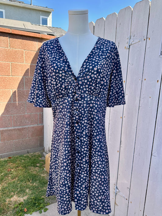 XL Floral Blue Dress
