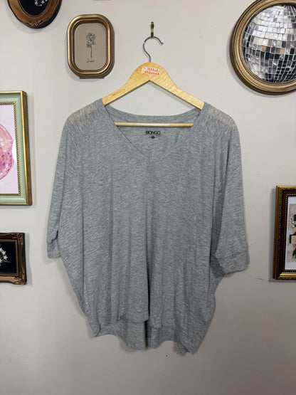 Large Grey V Neck Slouchy Tee
