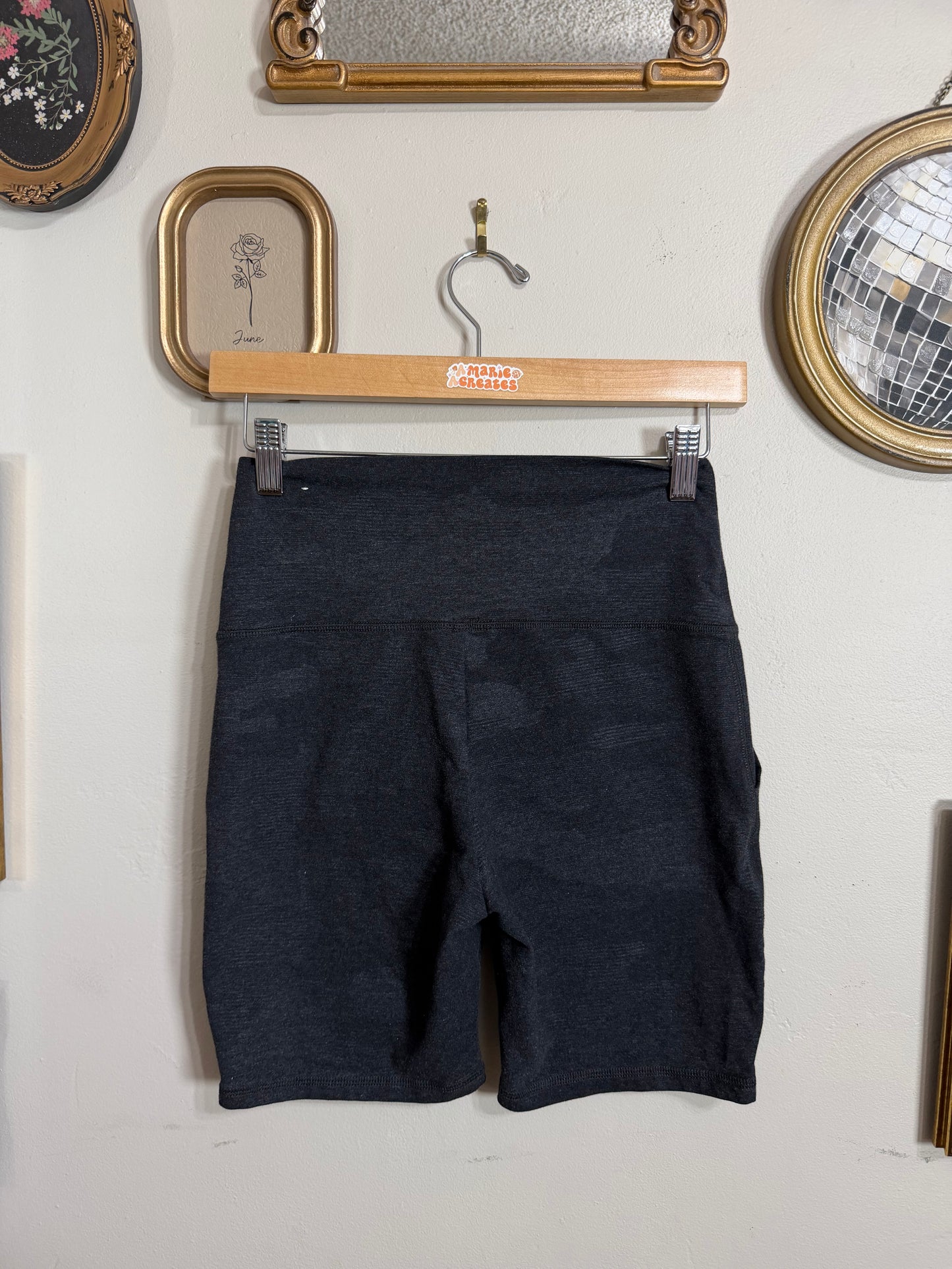 Medium Charcoal Cameo Biker Shorts w/ Pockets