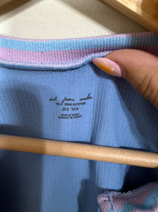 XS/S Ribbed Pink Blue Crop Top