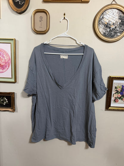 Medium Indigo Blue Oversized V Neck