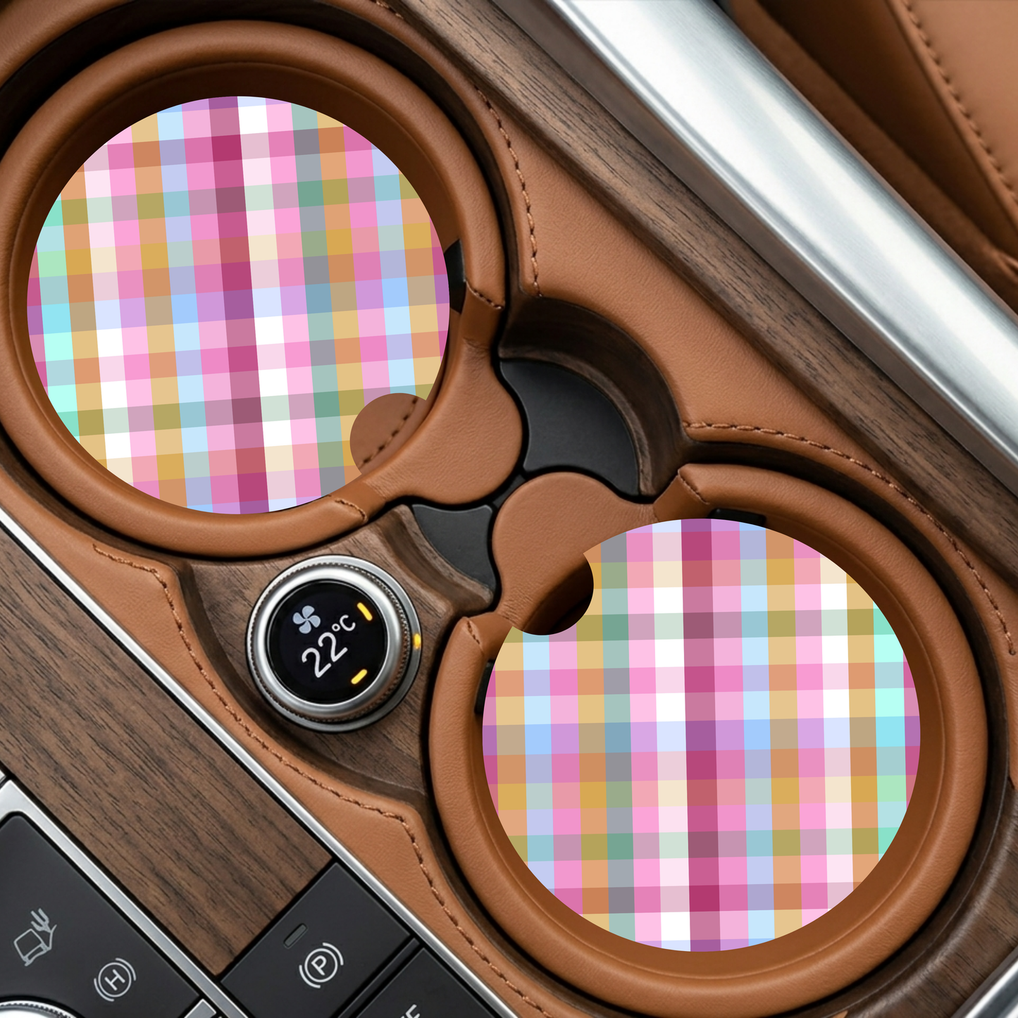 Cottage Plaid Car Coaster