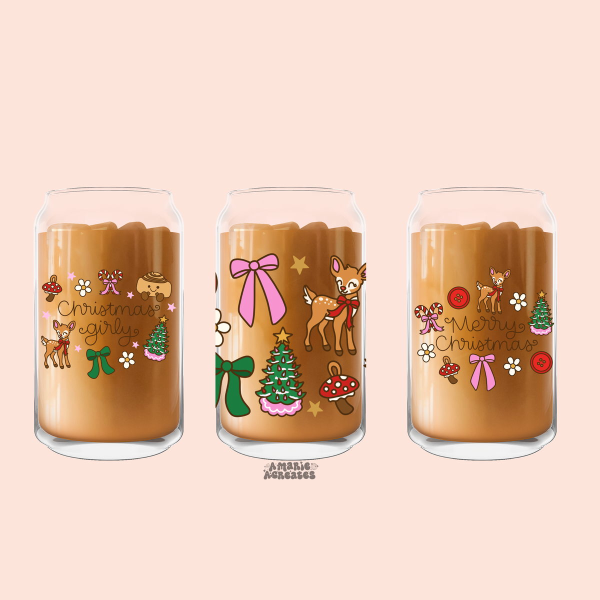 Merry Christmas / Christmas Girly Glass Cup