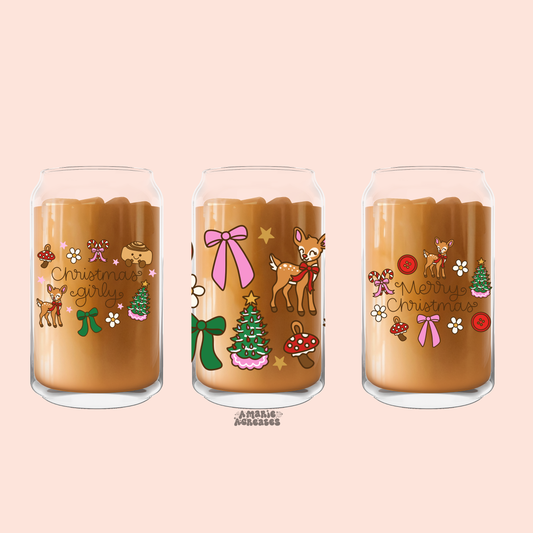 Merry Christmas / Christmas Girly Glass Cup