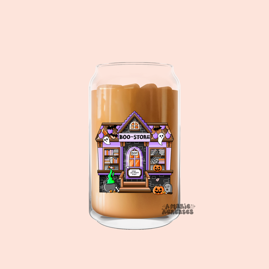 Halloween Bookstore Glass Cup
