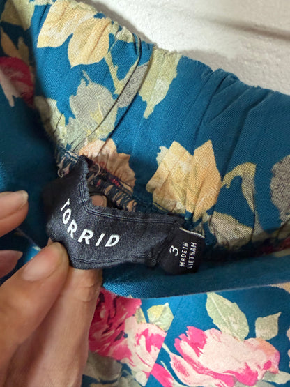 3x Floral Wide Leg Pants