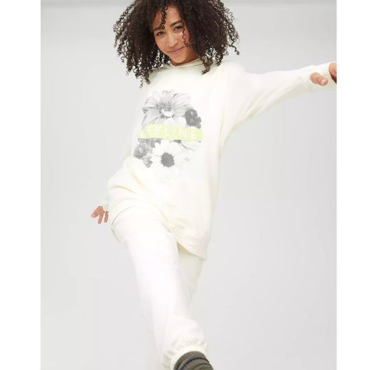 Small Offline Flower Cream Sweater Hoodie