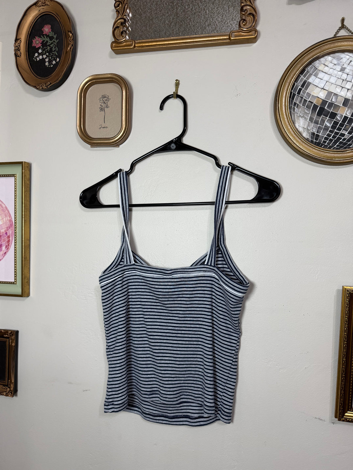 Medium Blue White Striped Tank Top