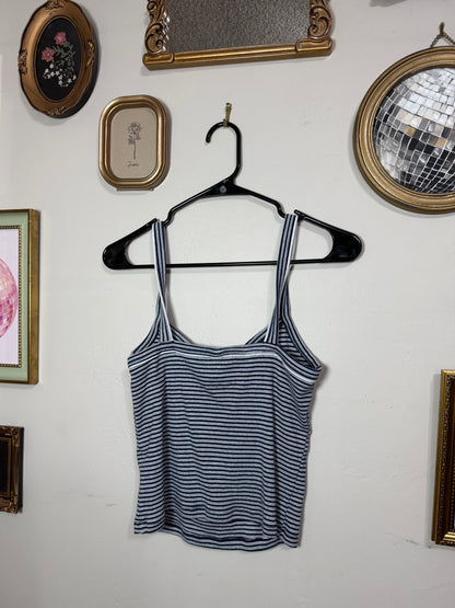 Medium Blue White Striped Tank Top