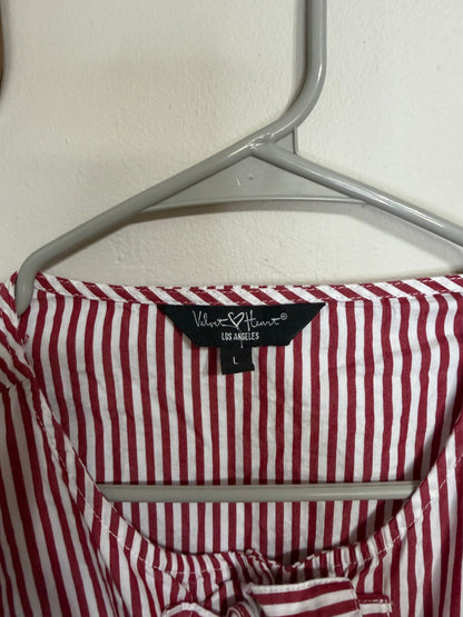 Large Red/White Peplum Tie Top
