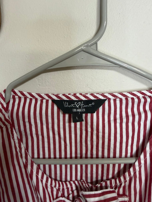 Large Red/White Peplum Tie Top