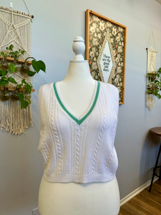 NWT XL Green/White Vest Tank Top