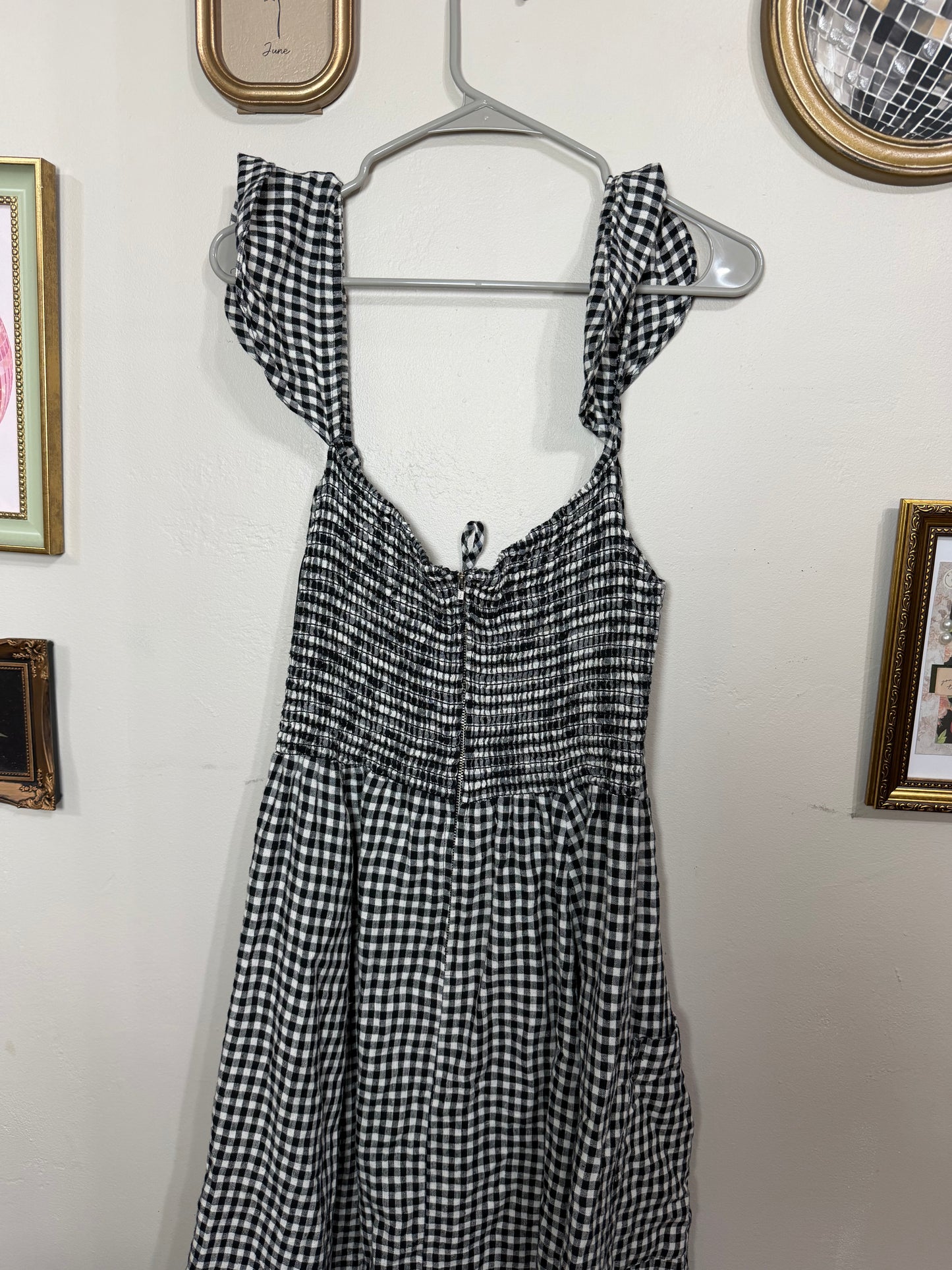 Size 16 Black White Gingham Midi Dress