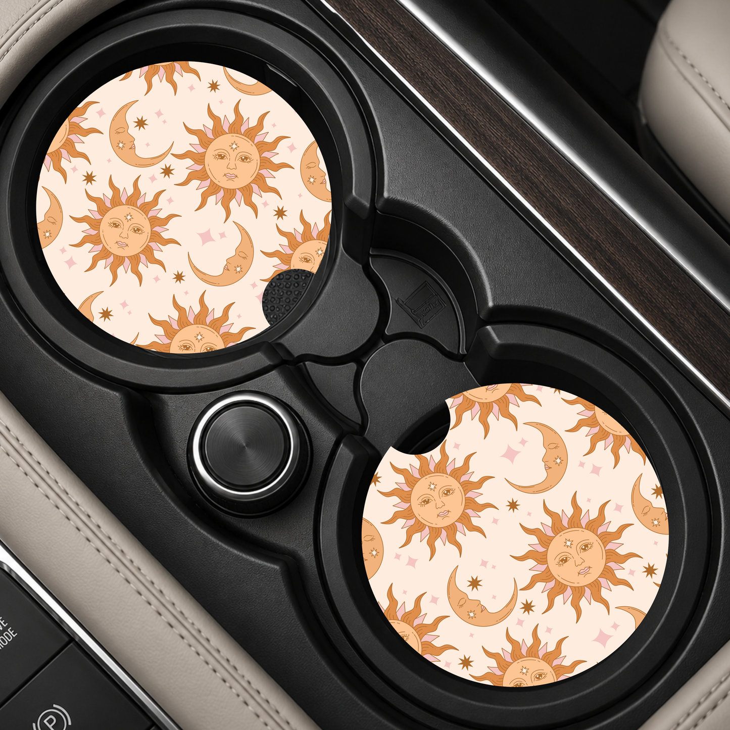 Sun Moon Car Coasters