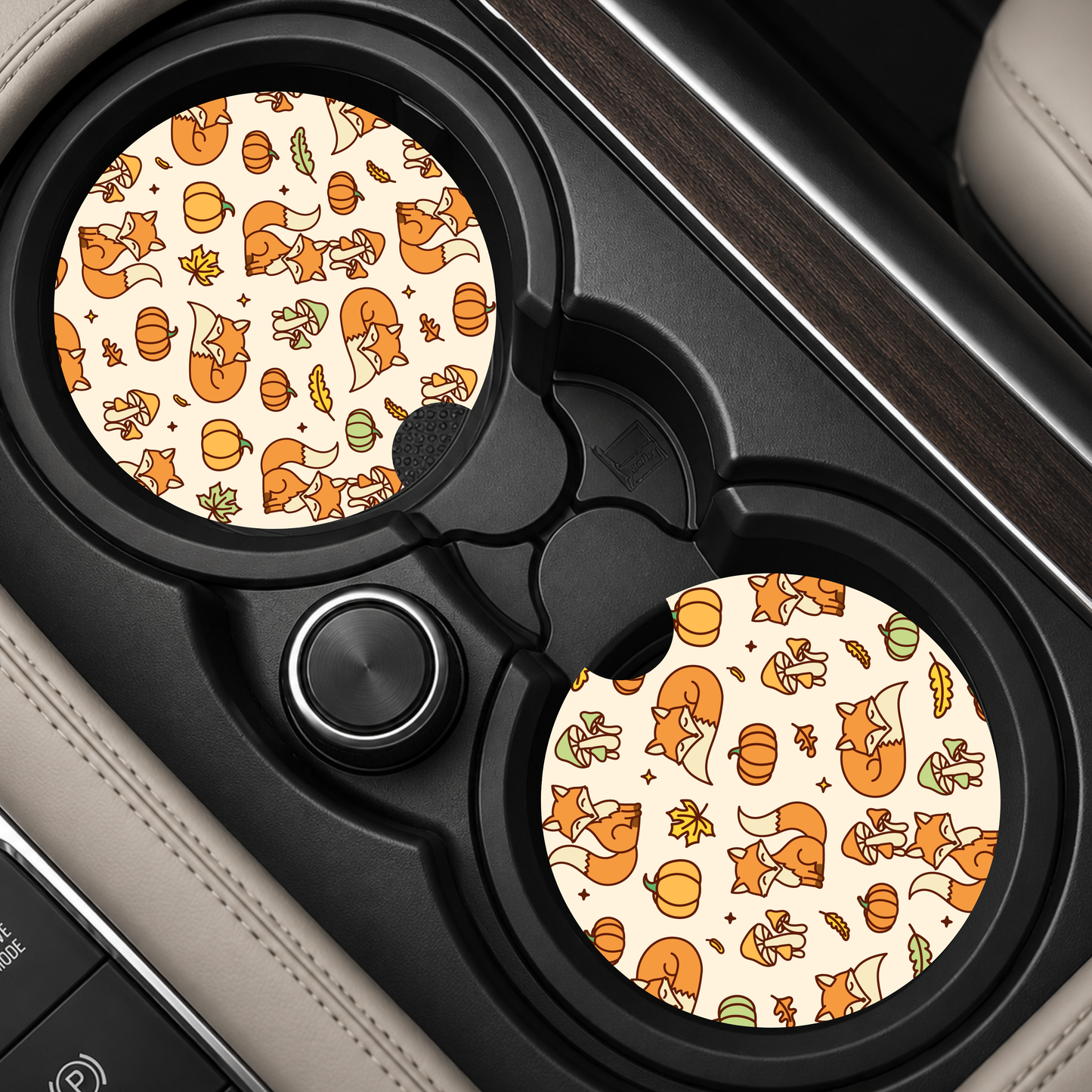 Fall Foxes & Pumpkins Car Coaster