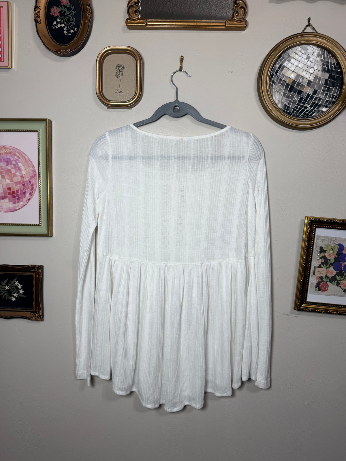 Small White Tunic Flowy Long Sleeve
