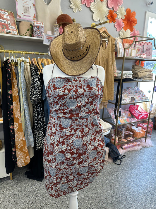 3XL Burgundy Floral Dress