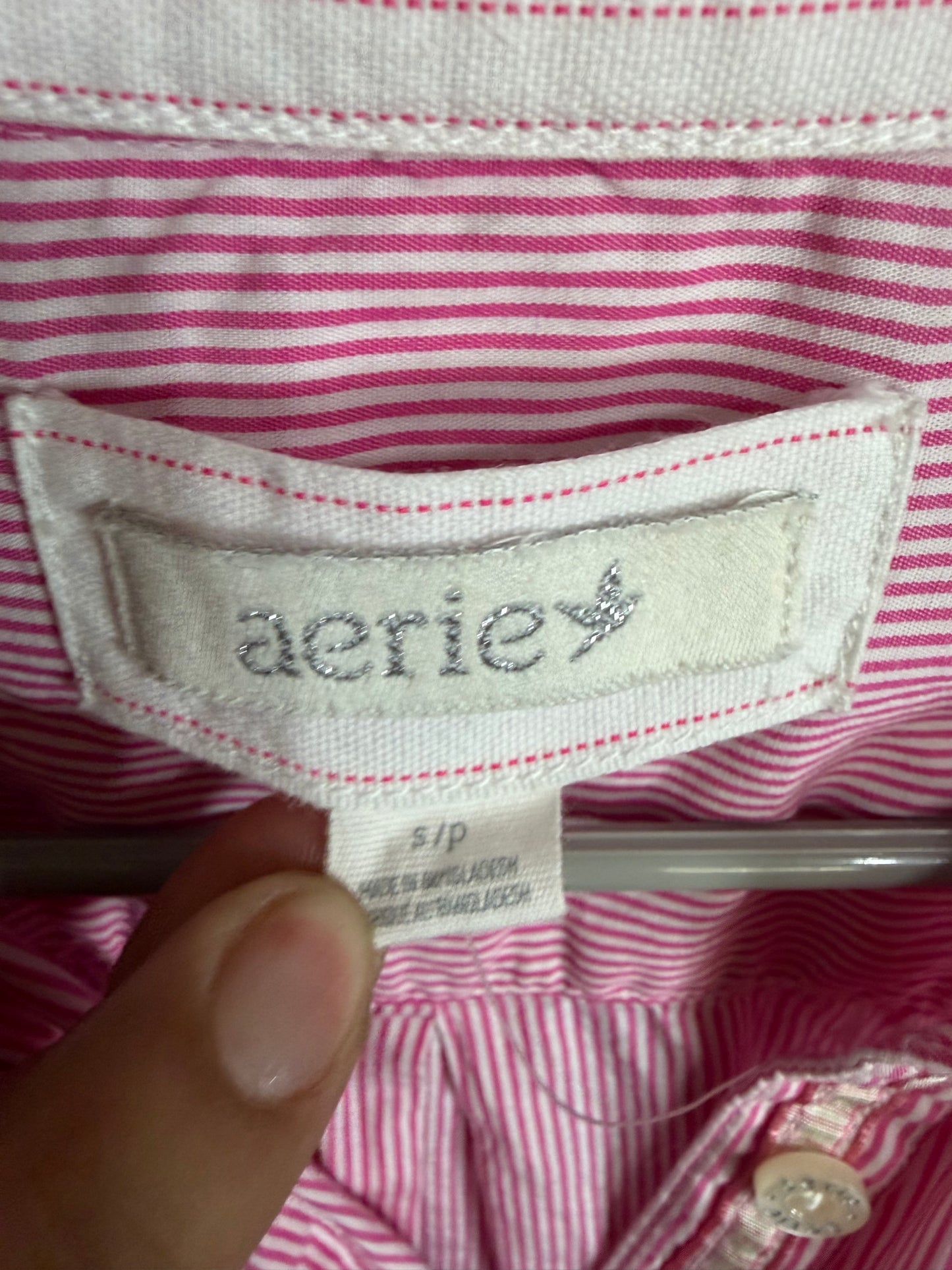 Small Pink White Pin Striped Button Up