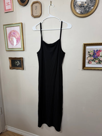 XL Black Ribbed Midi Dress