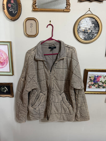 Large Green Quilted Zip Up Jacket *small call out