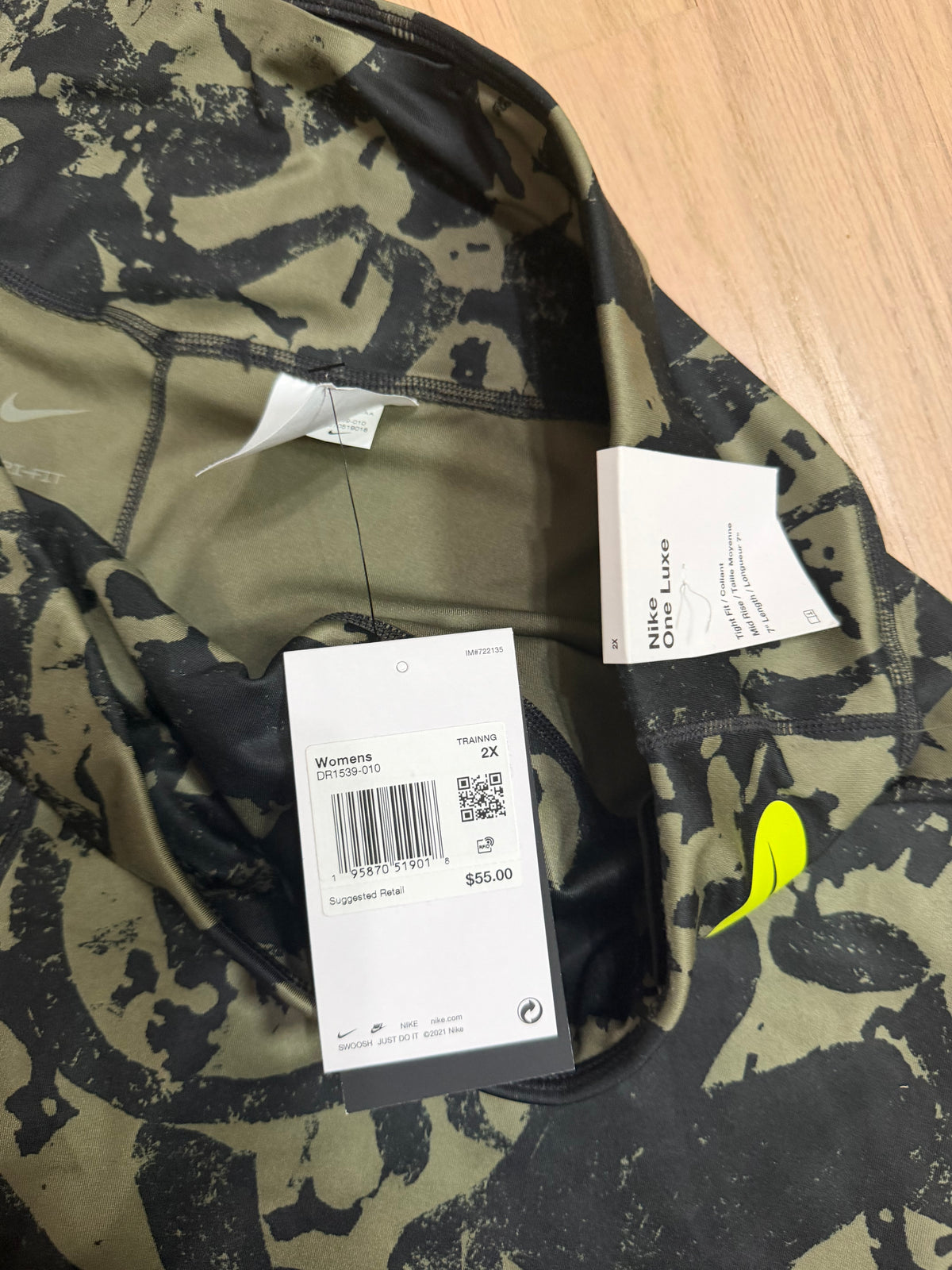 2x NWT Green Black Biker Shorts