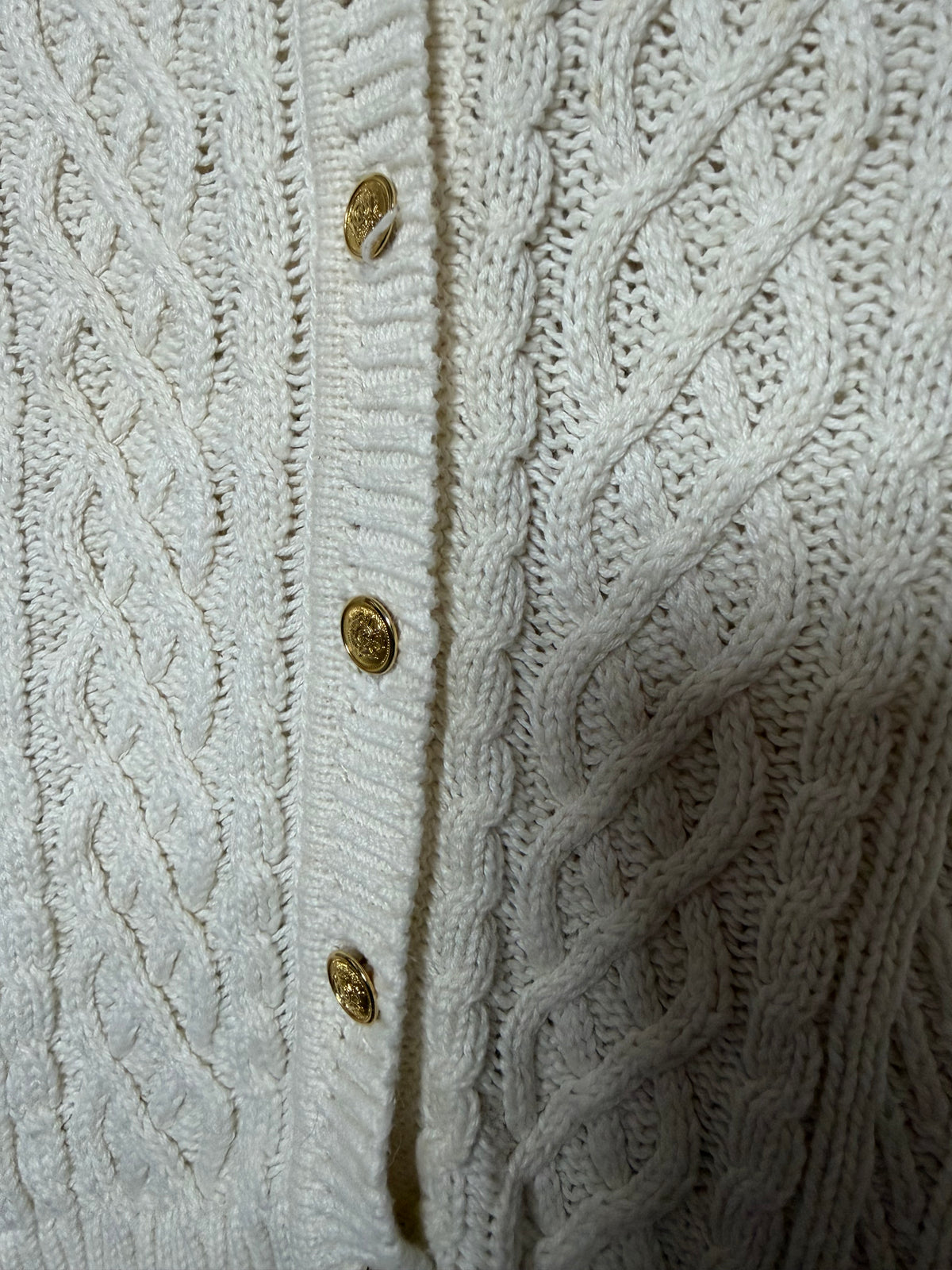Large Vintage Cream Vest w/ Gold Buttons