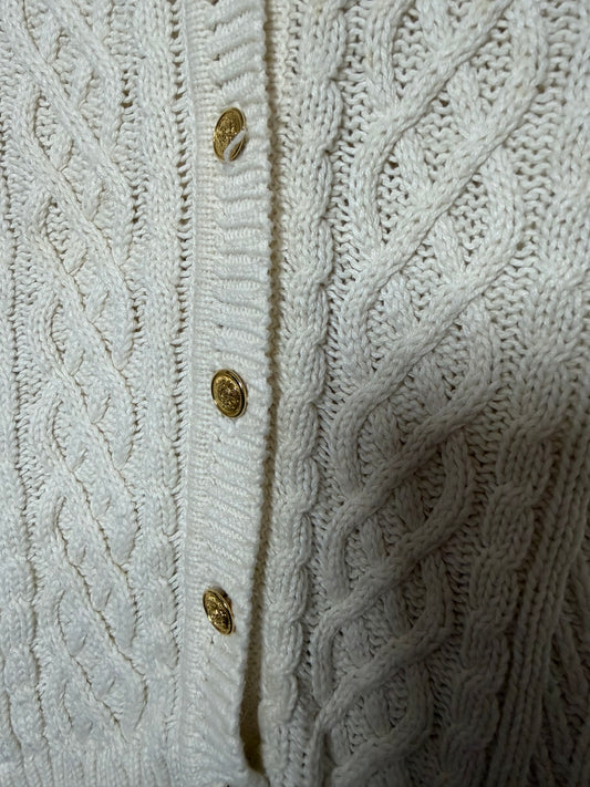 Large Vintage Cream Vest w/ Gold Buttons