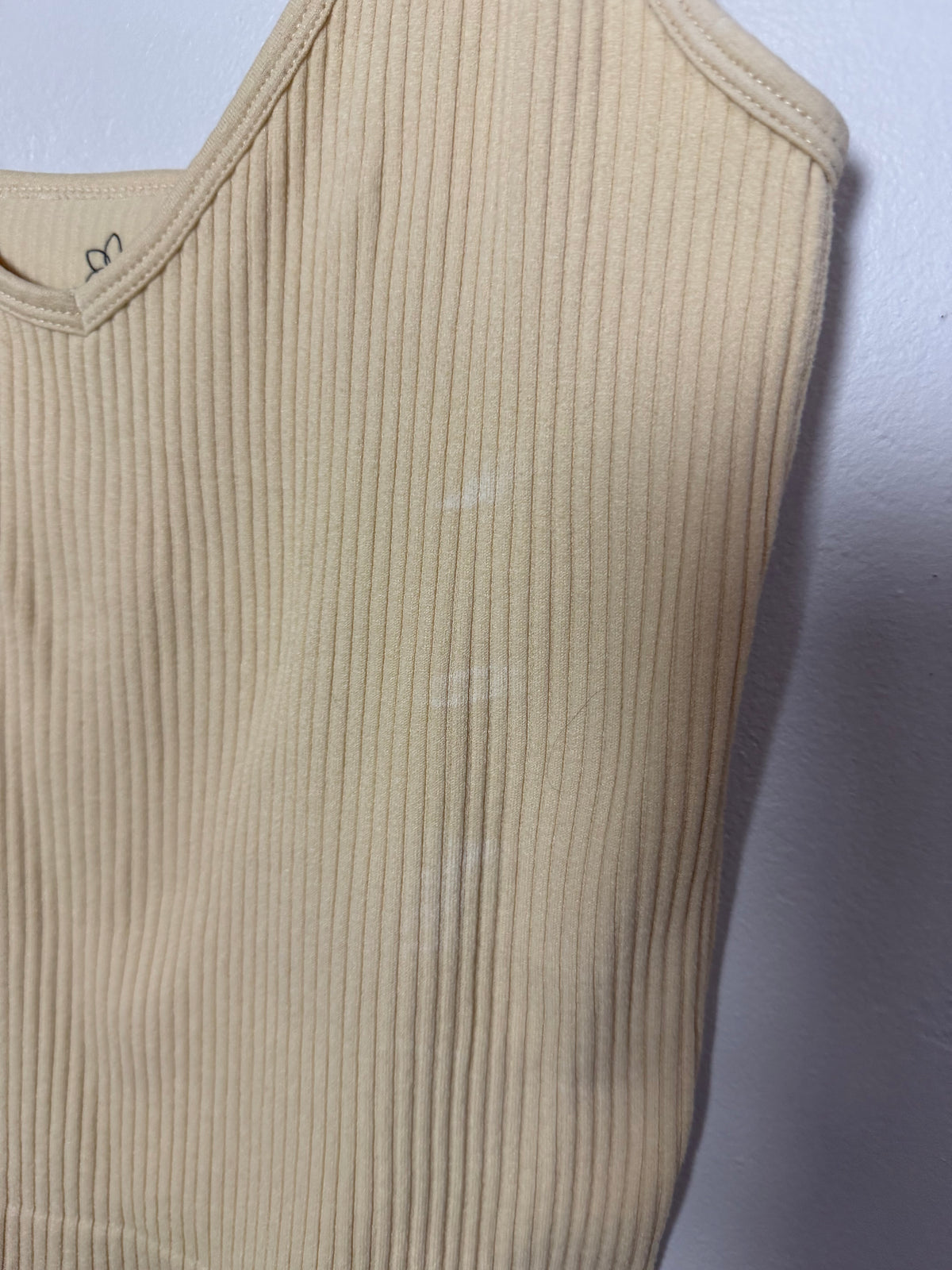 L/XL Cream Yellow Ribbed Tank Top