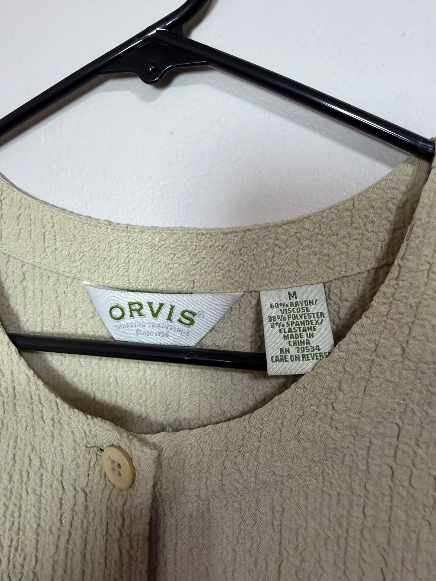 Medium Khaki Green Button Up Top