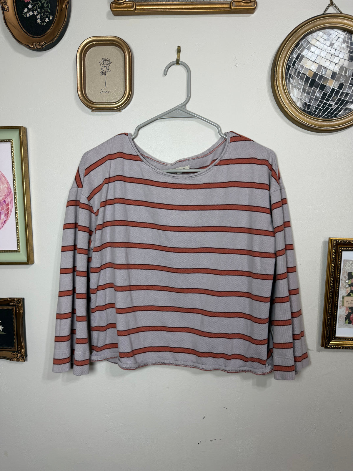 Medium Striped Boatneck 3/4 Length Sleeve Tee